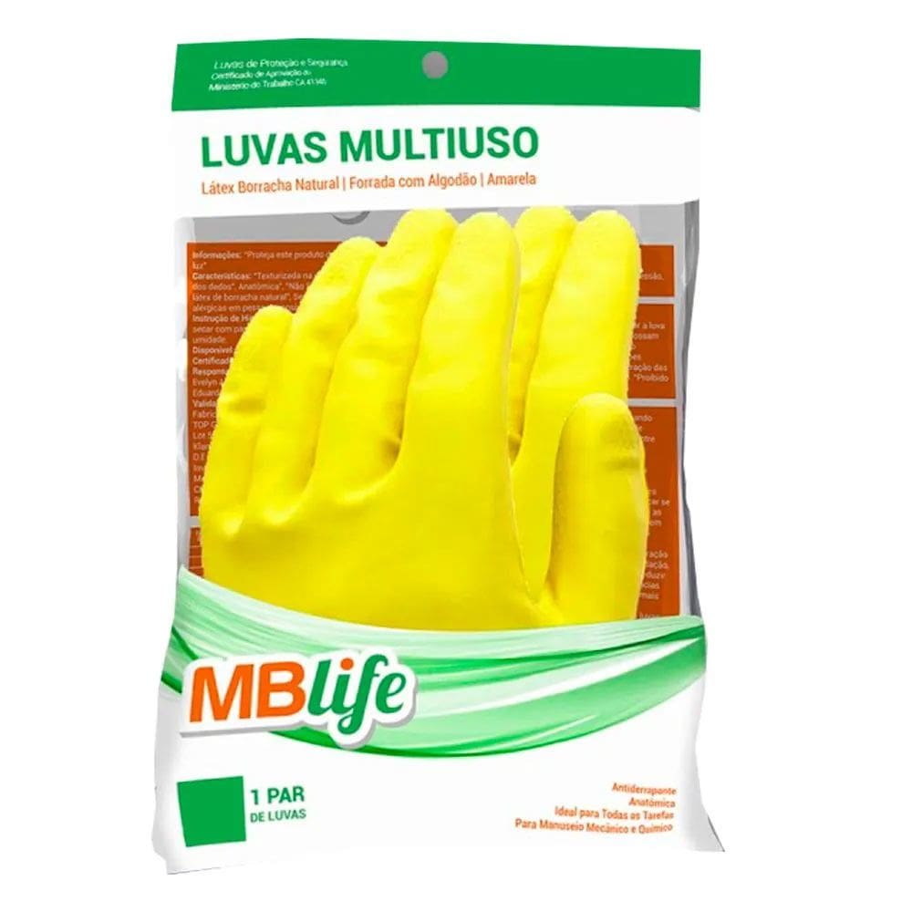 Luva de Látex Multiuso G Amarela - MB Life