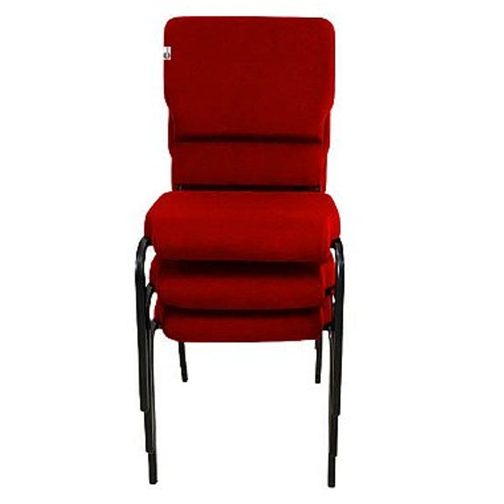 03 Cadeiras Empilhável para Igrejas Evangélicas Linha Church Vermelho