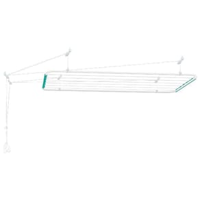 Varal De Teto Aço Branco 1,00 Mt X 56 Cm Com Roldana Secalux