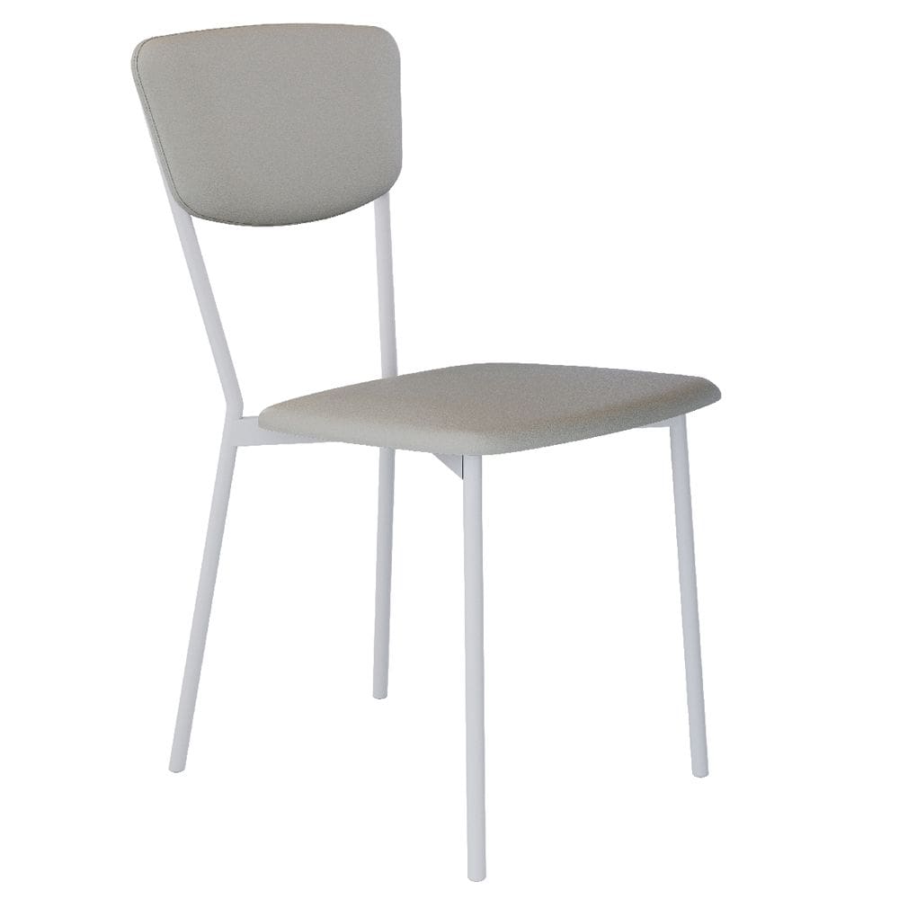 Cadeira Estofada Para Sala de Jantar Village Branco C01 Courino Off White - Lyam Decor