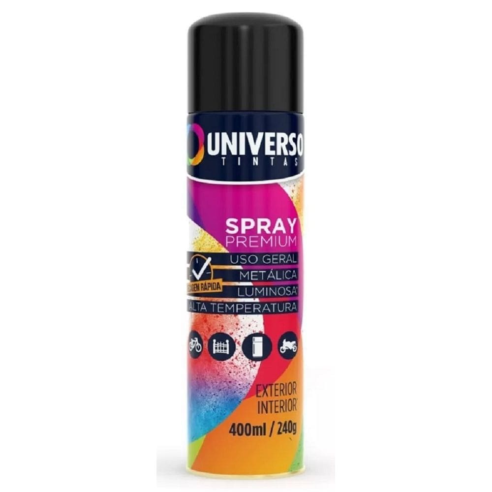 Tinta SPRAY USO Geral Preto Brilhante 400ML Universo