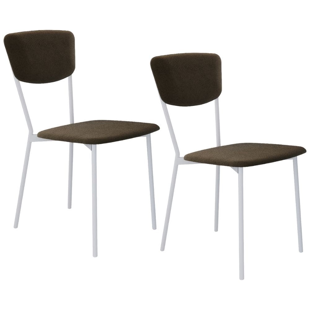 Kit 02 Cadeira Para Sala de Jantar Village Branco C01 Veludo Marrom Sand - Lyam Decor