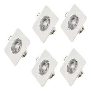 Kit 5 Spot LED Embutir Quadrado 5W Bivolt Luz Branca Foxlux