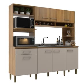 Armário de Cozinha Compacta 7 Portas 1 Gaveta CO1516 208cm Ipê/Cristalo - Decibal