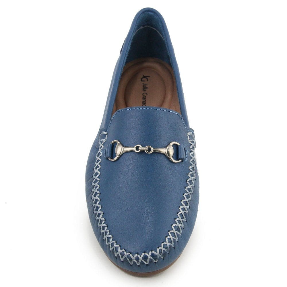 Mocassim Feminino Conforto Sapato Drive Macio casual Couro Azul