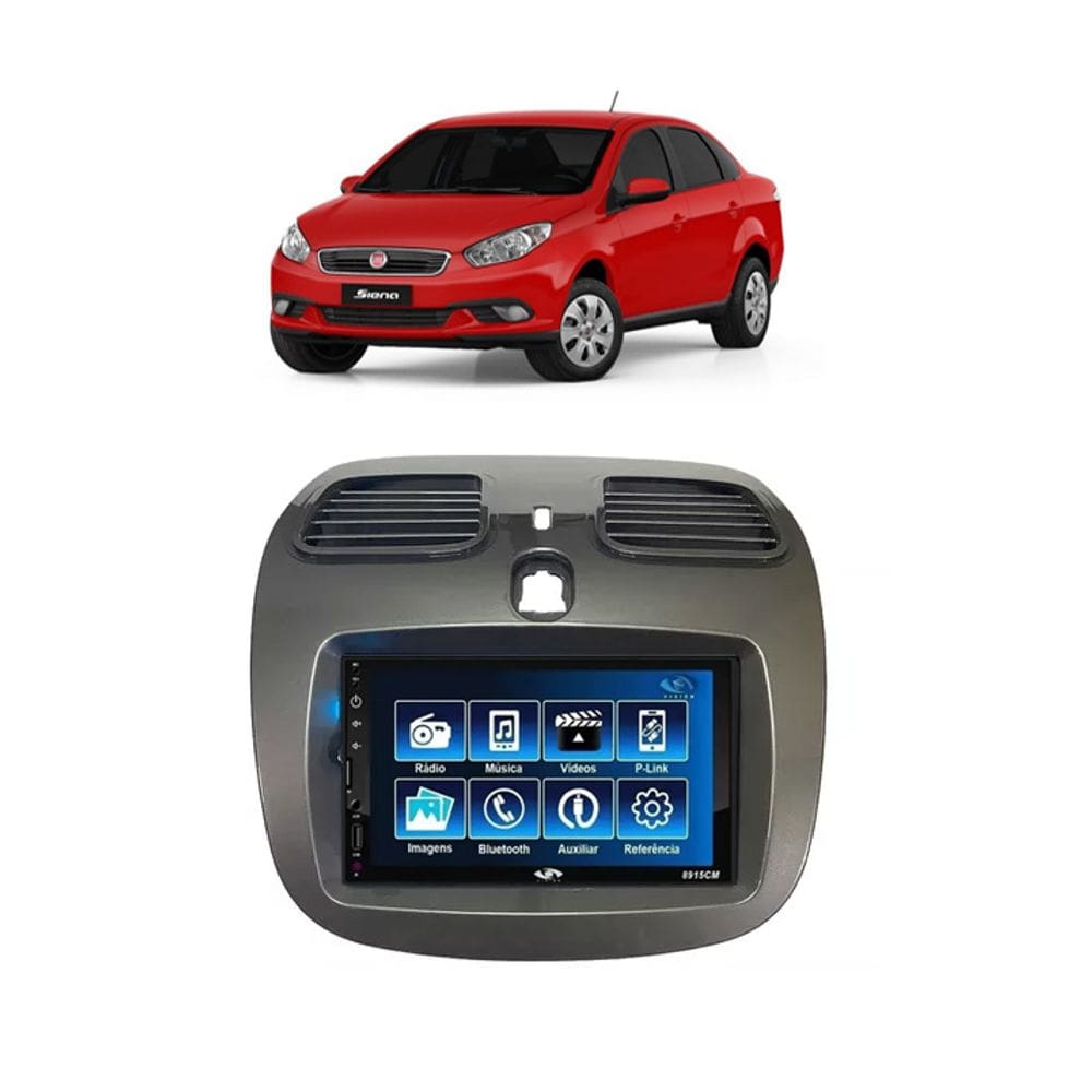 Kit Multimídia Grand Siena Mold Champanhe 2012 / 2019 Mp5 Bt Usb Fm Leitor SD Espelhamento