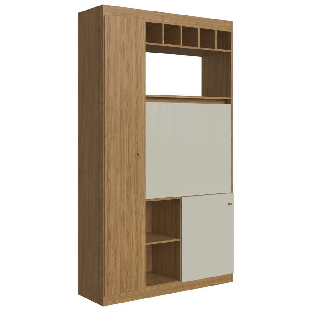 Armário de Cozinha Multiuso 3 Portas MU500 120cm Naturalle/Cristalo - Decibal