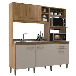 Armário de Cozinha Compacta 190cm 5 Portas 1 Gaveta CO1515 Ipê/Cristalo - Decibal