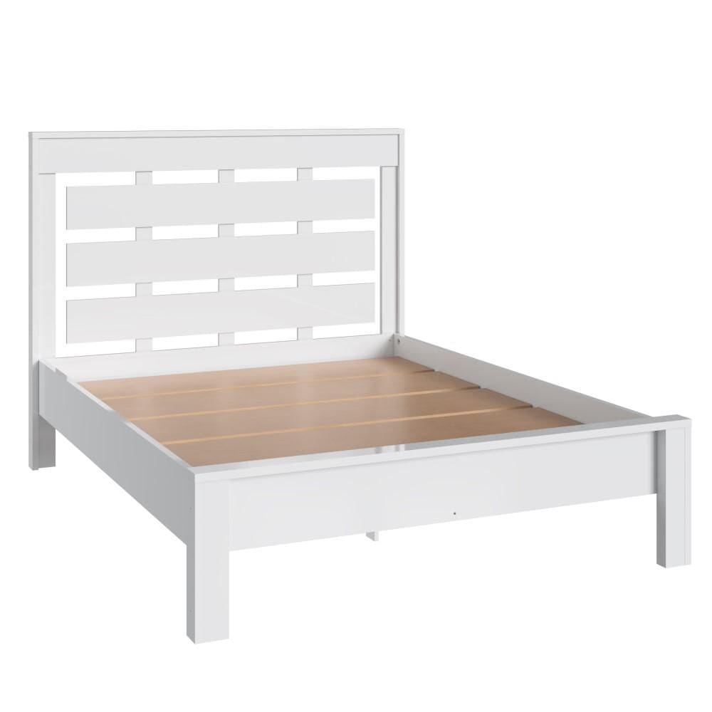 Cama de Casal em Madeira BD0301 150x200cm Branco - Decibal
