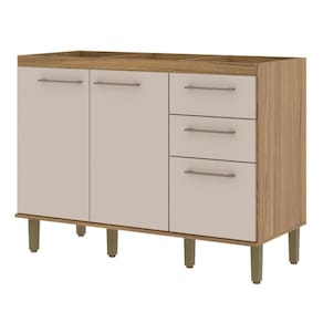 Balcão de Pia 2 Portas 3 Gavetas Concept Prime CO7231 120cm Ipê/Cristalo - Decibal