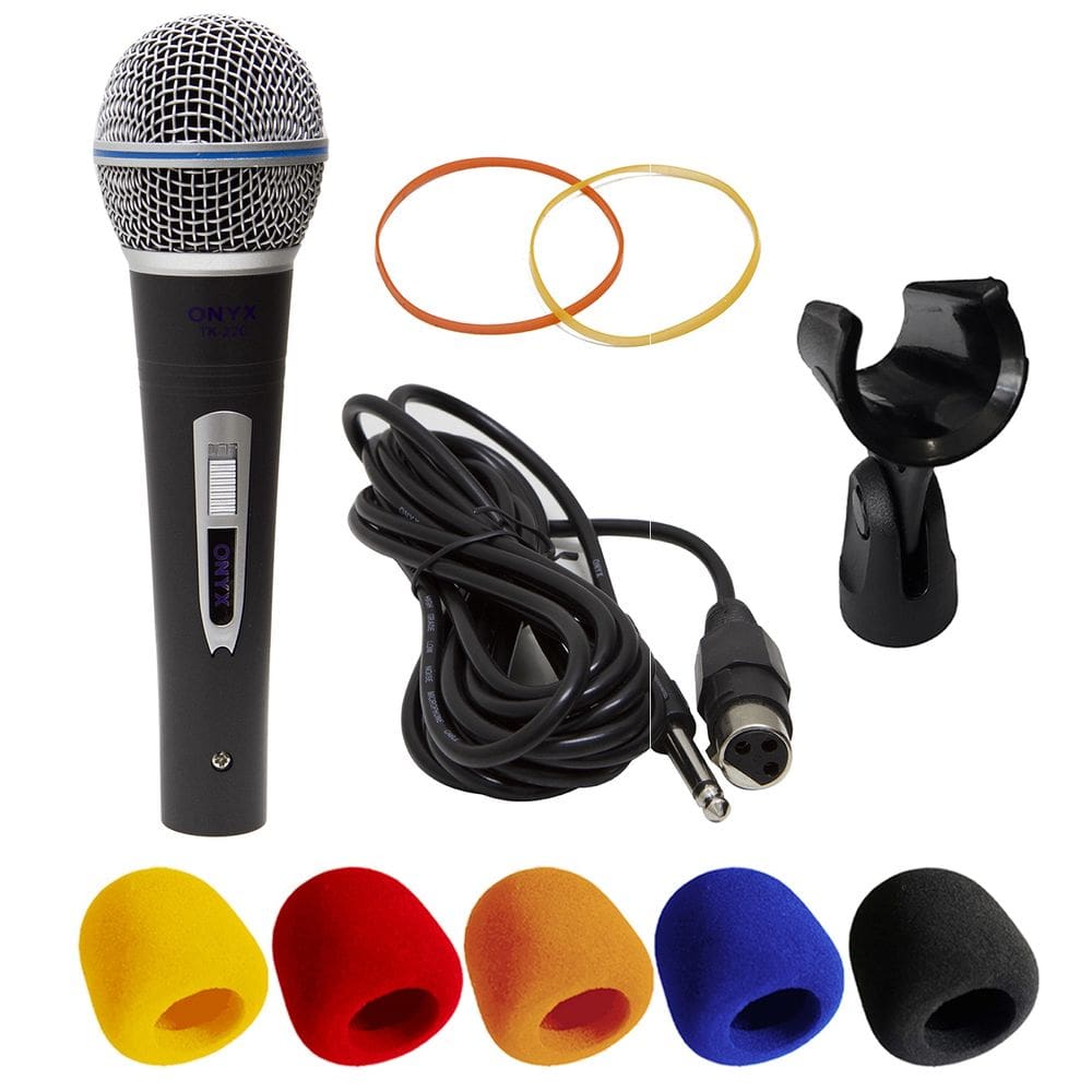 Kit Microfone Dinâmico com Fio TK 22C com Suporte B19A e Espuma Onyx