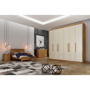 Guarda Roupa Casal 6 Portas 6 Gavetas - Granada-Cumaru/Fendi - Móveis Novo Horizonte