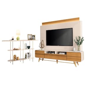 Estante Home Theater Nobre Off White Cinamomo e Aparador Infinity Off White– HB Móveis