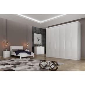 Guarda Roupa Casal 6 Portas 6 Gavetas - Granada-Branco - Móveis Novo Horizonte