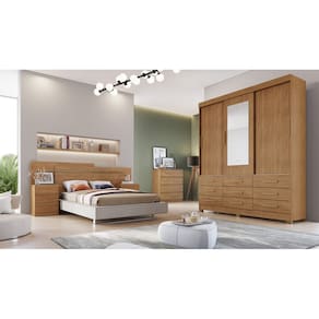 Guarda Roupa Solteiro com Espelho 3 Portas 9 Gavetas - Capri-Cumaru - Móveis Novo Horizonte