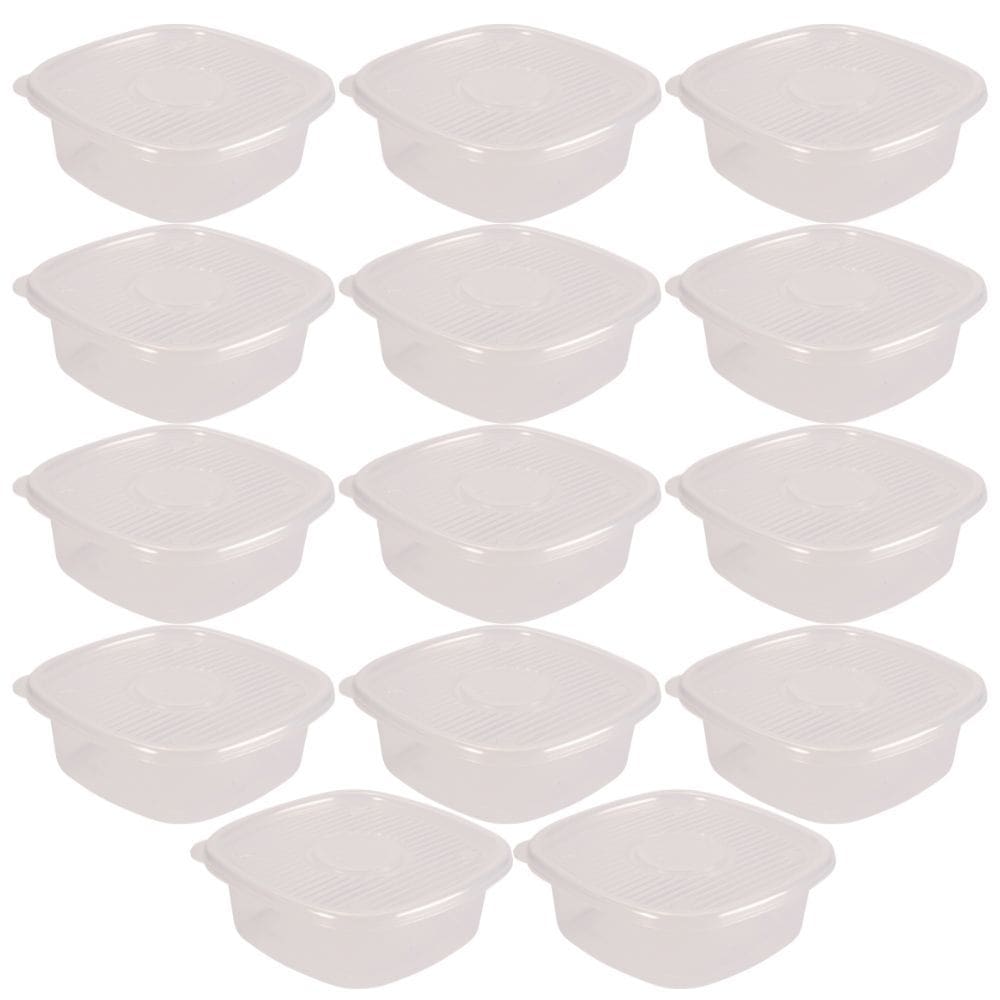 Pote de plástico Pop quadrado 1 litro incolor com 14 unidades Plasutil ref.5771