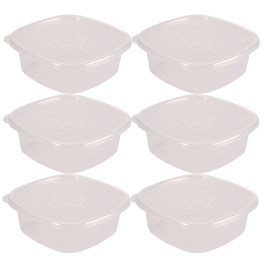 Pote de plástico Pop quadrado 1 litro incolor com 6 unidades  Plasutil ref.5771