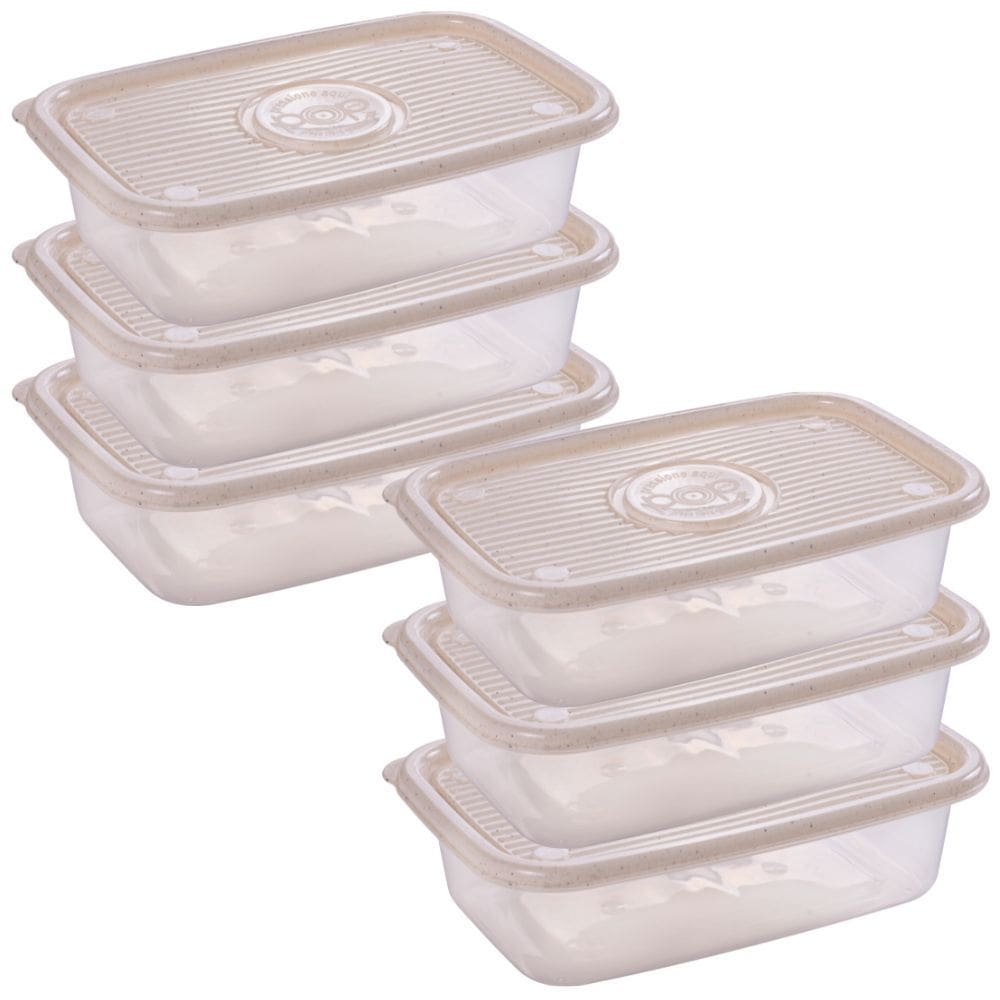 Pote de plástico Pop retangular 1,2 litros marmorizado com 6 unidades Plasutil ref.9441