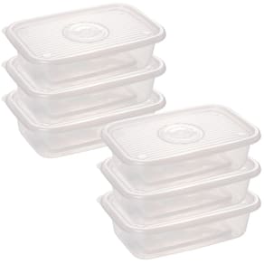 Pote de plástico Pop retangular 1,2 litros incolor com 6 unidades Plasutil ref.5774