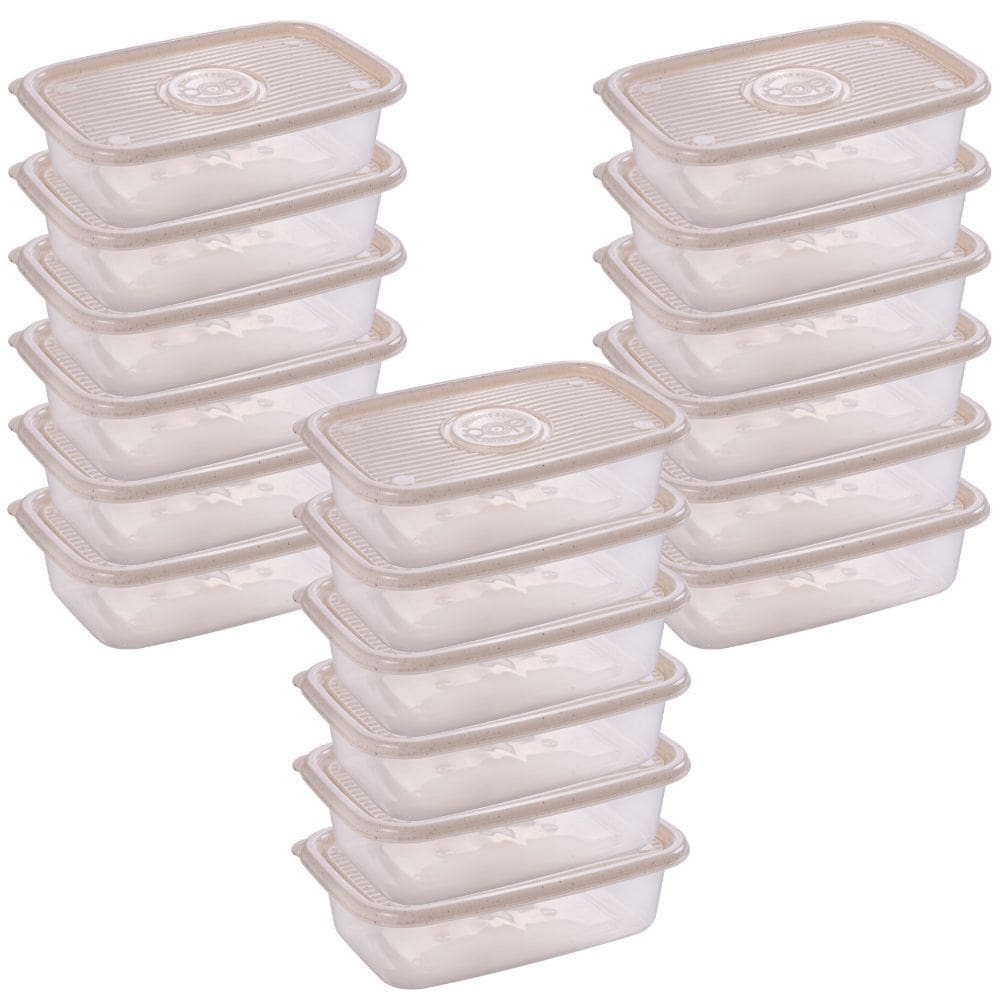 Pote de plástico Pop retangular 1,2 litros marmorizado com 18 unidades Plasutil ref.9441