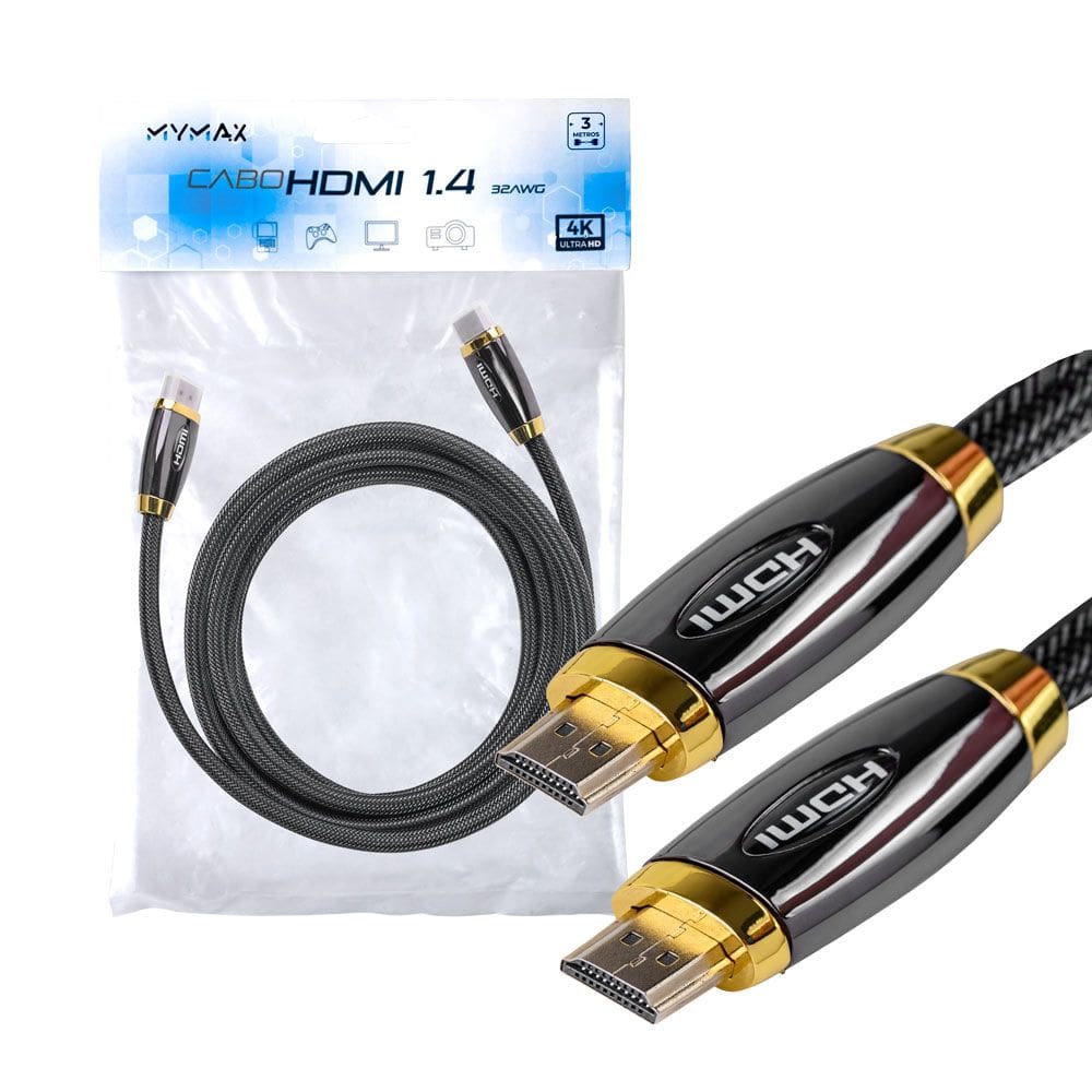 Cabo de Video HDMI Blindado 1.4V 3 metros 32AWG OD 7.3 - MYMAX