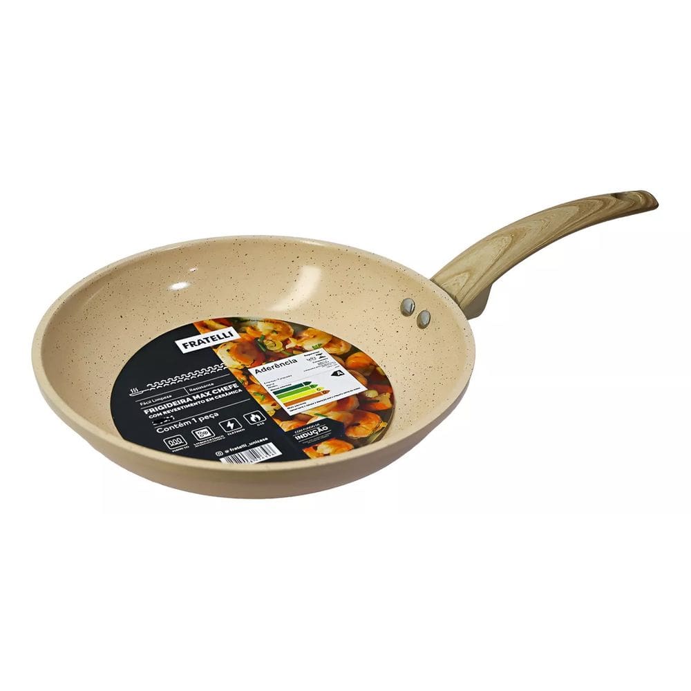 Frigideira Ceramica Grande 28 Cm Antiaderente Fogão Induçao Fratelli Max Chefe
