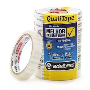 Fita Adesiva Qualitape 18mmx50m Adelbras - 1 Pacote Com 7 Unidades - Adelbras