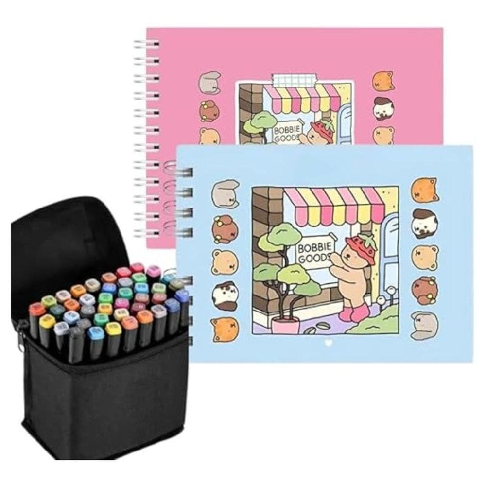 Kit Livro Colorir Bobbie Goods 50 Desenhos Cor Rosa + 48