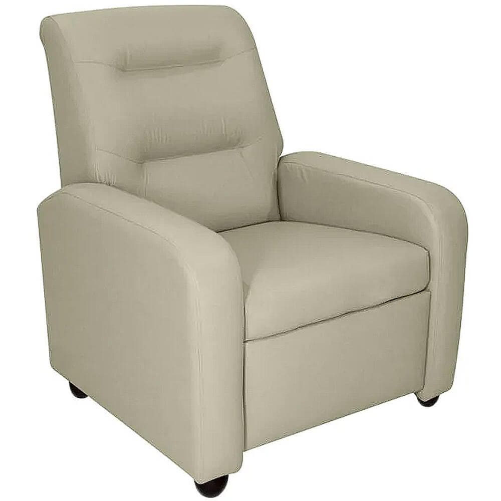 Poltrona Classic Reclinável Tecido Corino Matrix Cor Bege