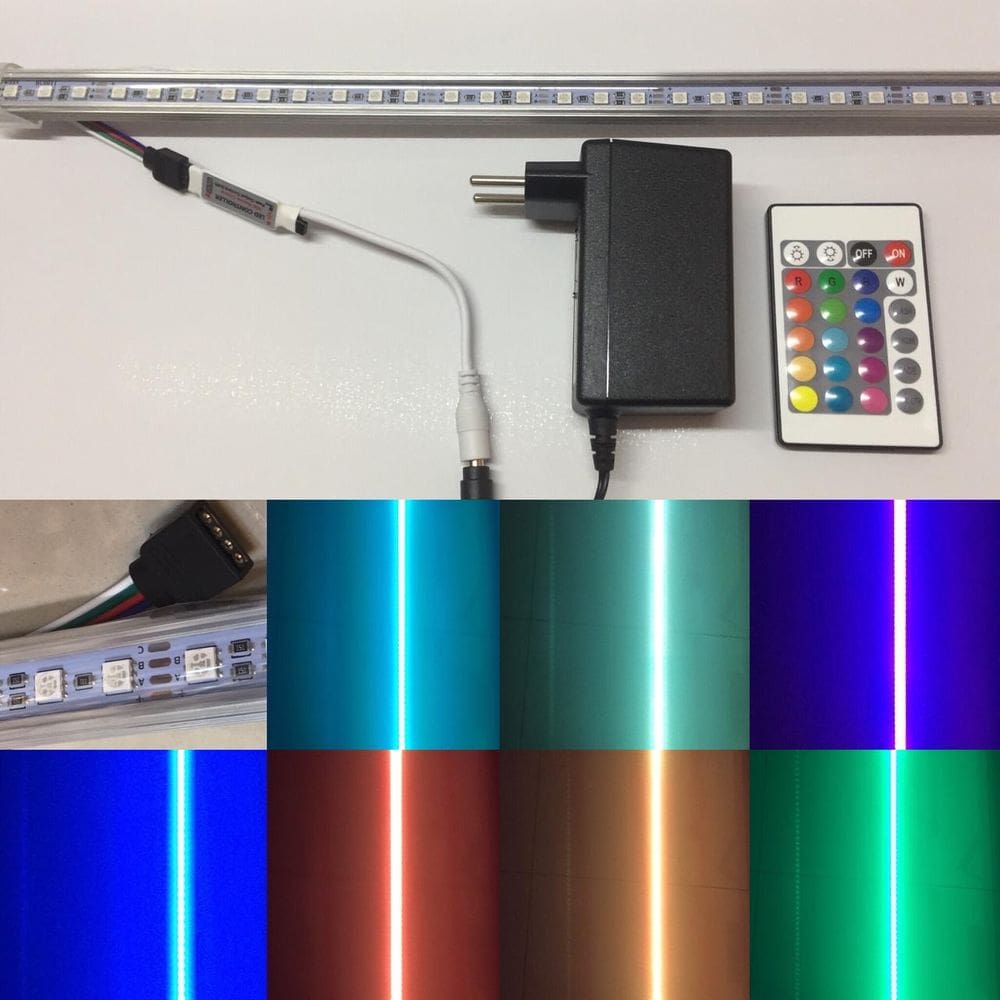 Barra  LED RGB 1M 12V com Capa Protetora Controle e Conector