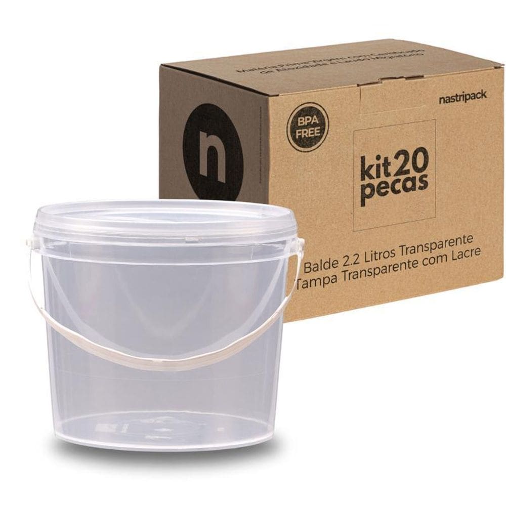 Balde Para Peixes De 2.2 Litros Transparente - Kit 20 Pçs