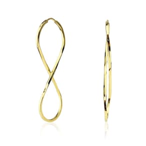 Brinco Argola Infinito Torcido 4Cm Em Ouro 18K