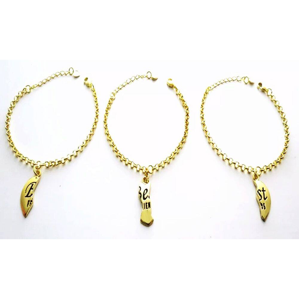 Pulseira Best Friends Lindíssima Folheado A Ouro 18k - 3 Pçs