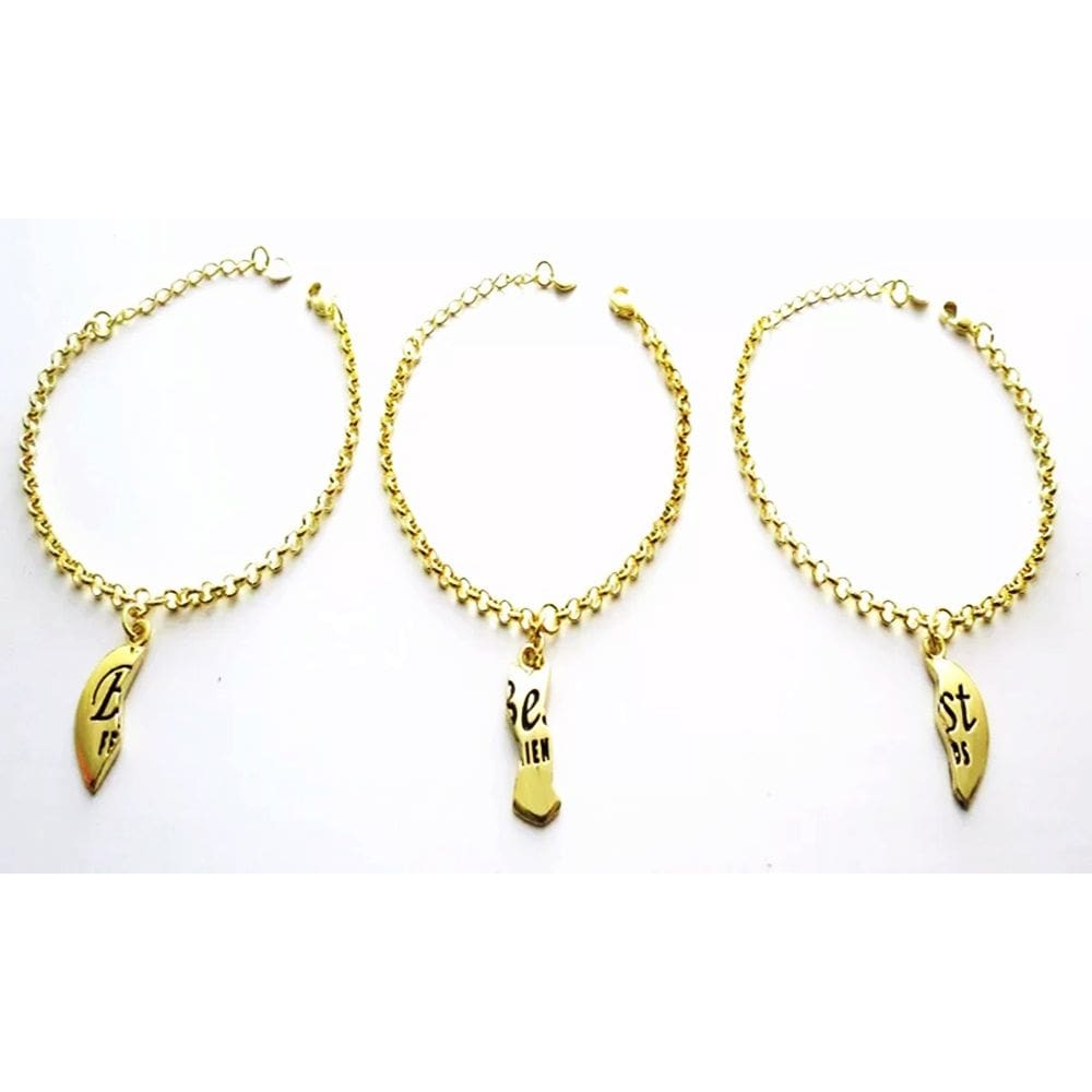 Pulseira Best Friends Lindíssima Folheado A Ouro 18k - 3 Pçs