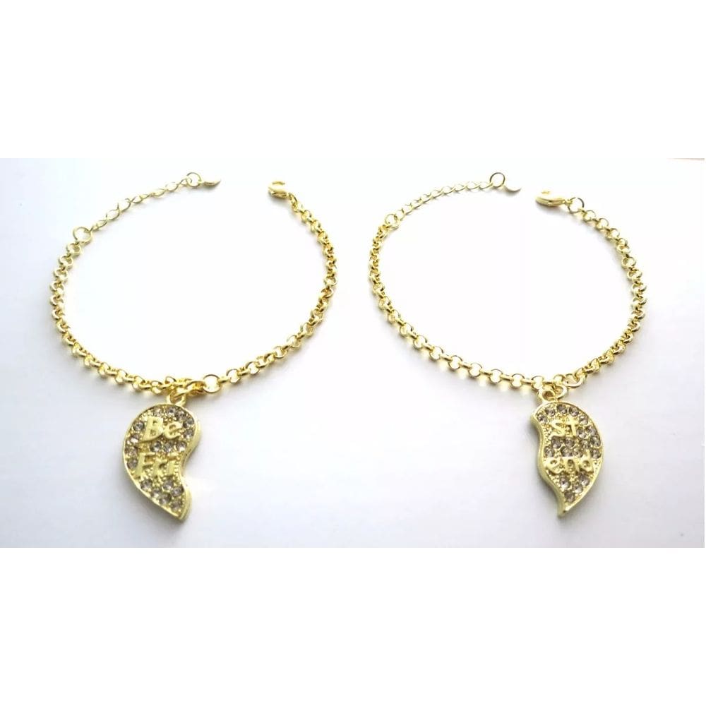 2 Pulseiras Best Friends Amigas Folheado a Ouro 18k