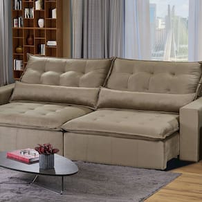 Sofá Bahia Modular 6 Lugares 290cm com Molas Retrátil e Reclinável