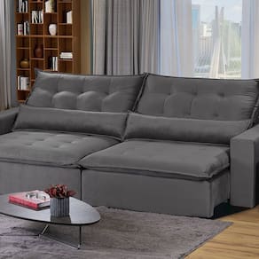 Sofá Bahia Modular 6 Lugares 290cm com Molas Retrátil e Reclinável