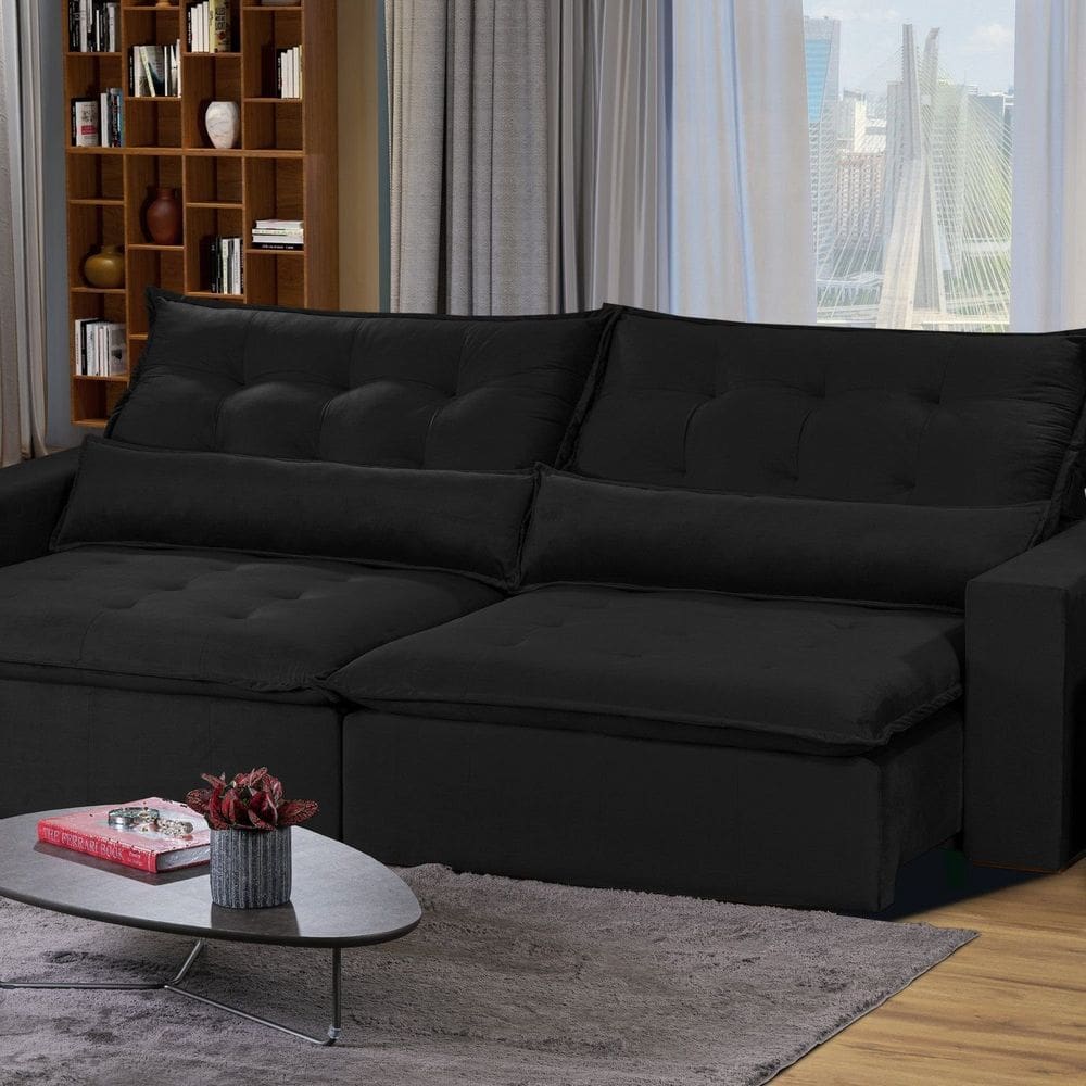 Sofá Bahia Modular 6 Lugares 290cm com Molas Retrátil e Reclinável