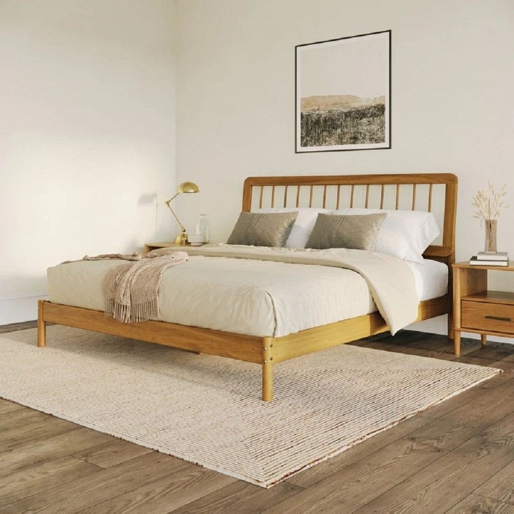 Cama King Size em Madeira de Pinus Frame Caramelo
