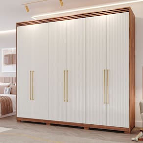 Guarda-Roupa Casal 6 Portas com Espelho Interno Giratório 235cm 100% MDF Turim Espresso Móveis