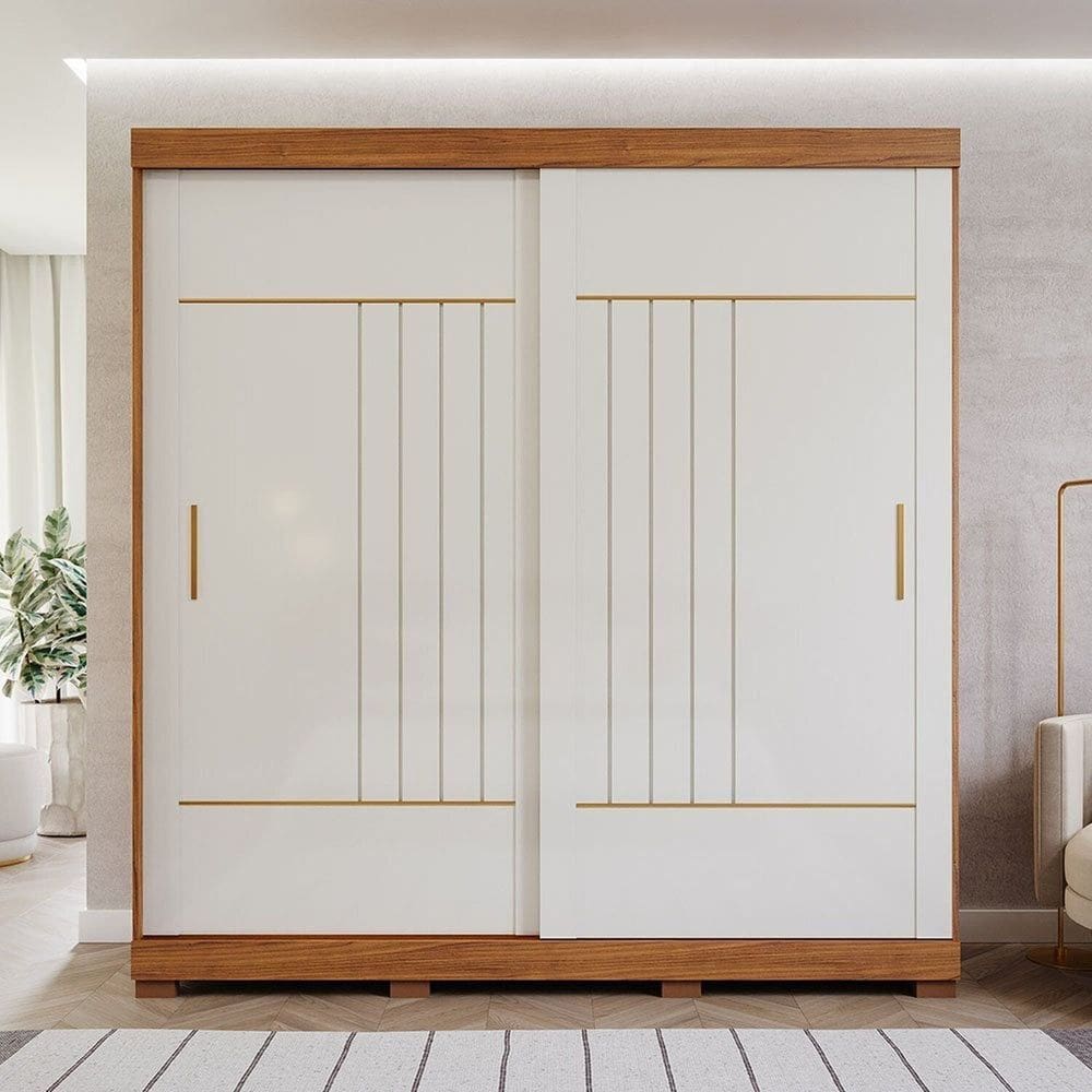 Guarda-Roupa Solteiro 2 Portas de Correr com Pés 231cm 100% MDF Ravenna Espresso Móveis