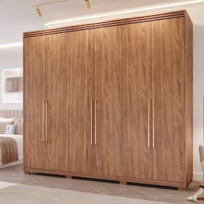 Guarda-Roupa Casal 6 Portas com Espelho Interno Giratório 235cm 100% MDF Turim Espresso Móveis