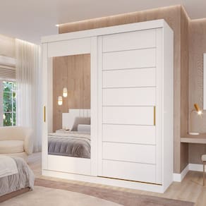 Guarda-Roupa Casal 2 Portas de Correr com Espelho 4 Gavetas 235cm 100% MDF Firenze Espresso Móveis
