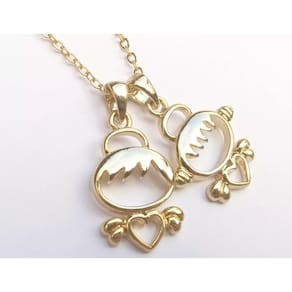 Colar Filhos Menina E Menino Folheado A Ouro 18k