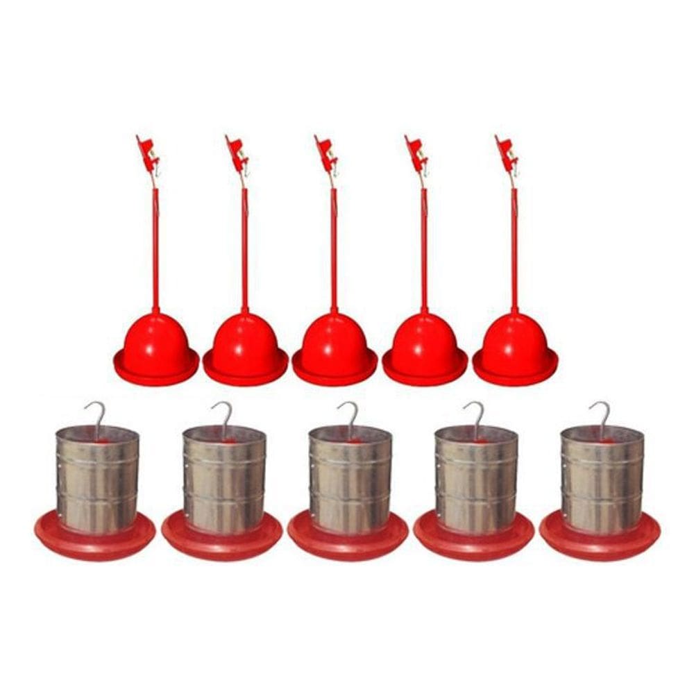 Bebedouro Pendular Sgamaq + Comedouro 3Kg Aves 5 De Cada