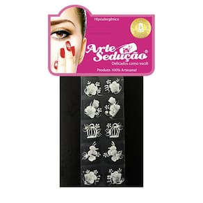 Kit 100 Adesivos Unhas Arte Sedução, Artesanal, Branquinho