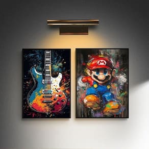 Kit 2 Quadros Quarto Menino Rock E Gamer 45X34Cm - Com Vidro