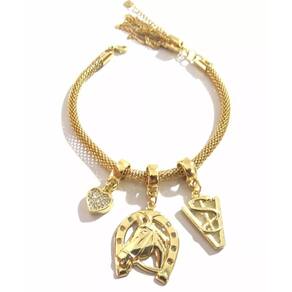 Pulseira Profissão Veterinária Folheado a Ouro 18k