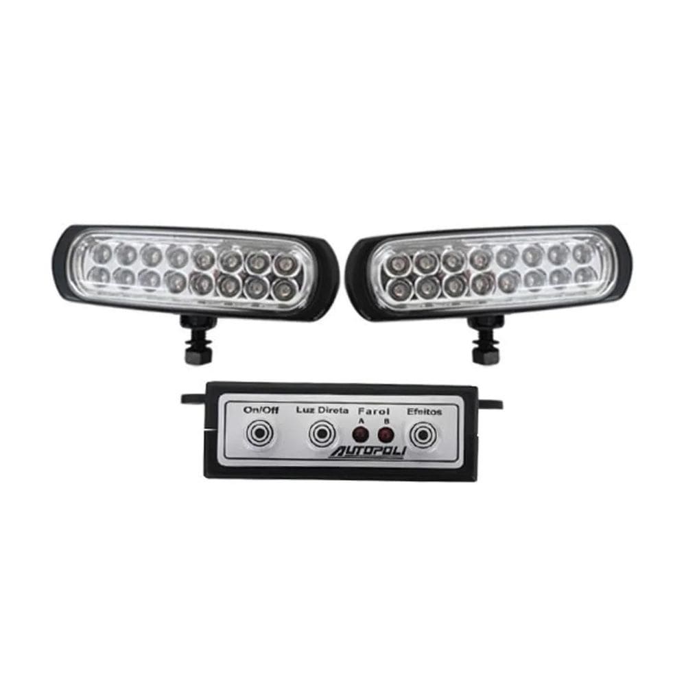 Farol Auxiliar Slim Alto Brilho 16 Leds + Módulo Central
