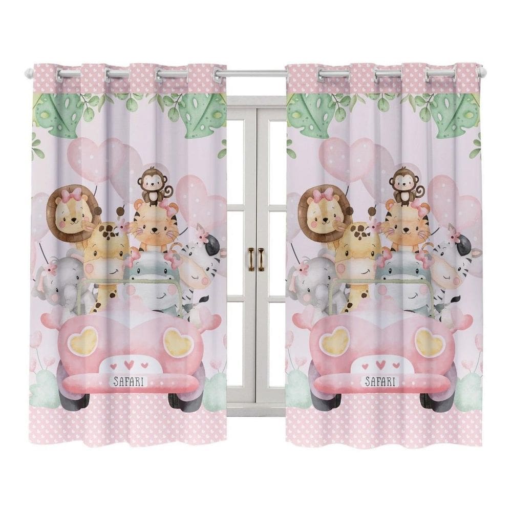 Cortina Estampada Quarto Infantil Safari 200X150